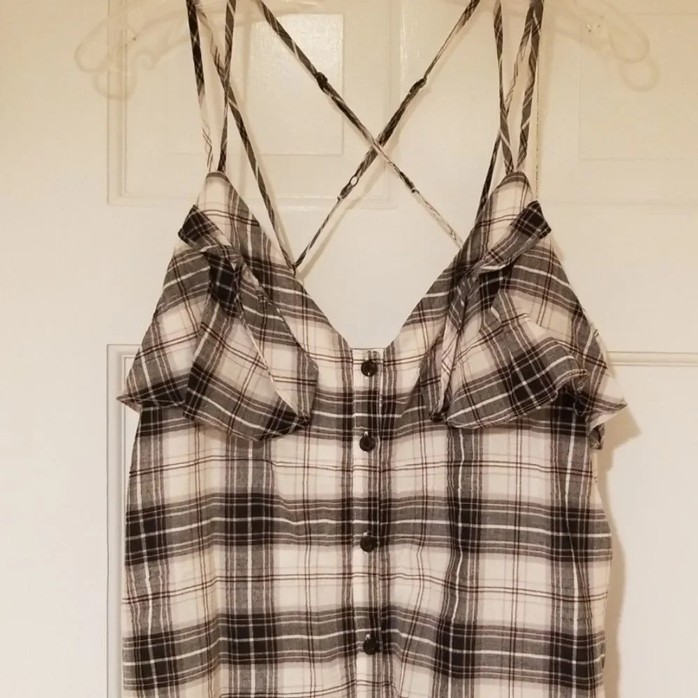 BCBG plaid summer mini dress size M - Picture 3 of 6